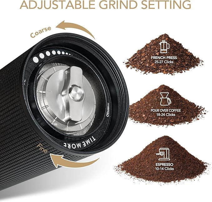 TIMEMORE Chestnut C2S Manual Coffee Grinder Capacity 25g with CNC Stainless Steel Conical Burr, Internal Adjustable Setting, Double Bearing Positioning, French Press Coffee for Hand Grinder