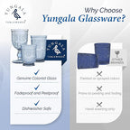 Yungala Blue Glassware set of 6 small dishwasher safe colored glasses, Blue glass cups, matching highball and wine glasses available