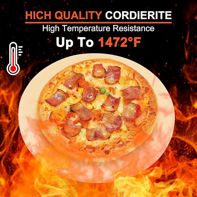 Small 10 inch Round Pizza Stone,for RV Camper Oven,Round baking stone Grill,Can make pizza, bread, pies,BBQ, Durable and Safe, Give away Plastic Scraper