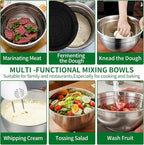 Mixing Bowls Set, 27PCS Stainless Steel Mixing Bowl with Lid Set, Large Nesting Bowls 7, 4.5, 3, 2.5, 2, 1.5QT, Measuring Cups and Spoons Baking Utensils Metal Bowl for Kitchen Prep