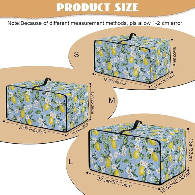 Lemon Daisy Print Toaster Oven Heavy Duty Cover with Pockets, Dust-proof Anti Fingerprint Microwave Oven Cover, Air Fryer Covers for Kitchen Counter (Small-14.5*18.46*9 inches)
