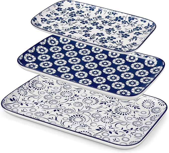 vancasso Porcelain Serving Platters Set of 3, Serving Trays for Party, Serving Dishes for Entertaining, Ceramic Trays for Serving Food, 16"/14"/12" Inch, Series SELENE