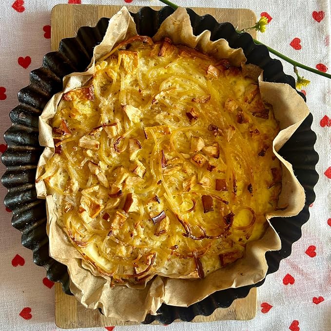 2 Pack Nonstick Tart Pan, Quiche Pan, Carbon Steel Deep-dish Pie Pan with Removable Loose Bottom (11 In)