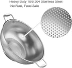 Tiawudi Large 6-Qt Colander, 18/8 Stainless Steel Mesh Strainer for Kitchen, Food Sieve with Riveted Handles and Self-draining Solid Ring Base, Great for Pasta, Rice, Vegetables and Fruits
