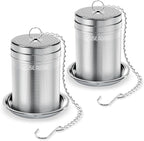 House Again 2 Pack Tea Infusers, Extra Fine Mesh Tea Strainers for Loose Tea, Updated Slim Threaded Lid & 304 Stainless Steel, Loose Leaf Tea Steeper for Brew Tea Spices & Seasonings