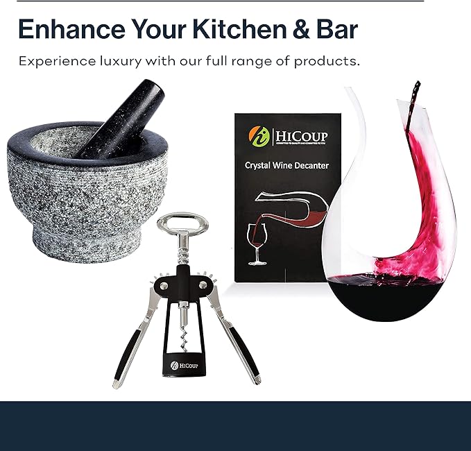 HiCoup Kitchenware Wine Opener - Professional Corkscrews for Wine Bottles w/Foil Cutter and Cap Remover - Manual Wine Key for Servers, Waiters, Bartenders and Home Use - Sapphire