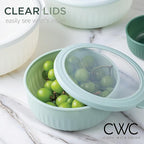 COOK WITH COLOR Prep Bowls with Lids- Wide and Deep Nesting Plastic Small Mixing Bowl Set with Lids, 12 Piece Set - Wide Bowls, Green
