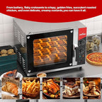 CROSSON 68L Half-Size Convection Oven,4-Tier Commercial Toaster oven w/Front Glass Door,4 set of Trays&Wire Racks,60 Minutes Timer and Interior Light, 120V/1800W Countertop Conventional Oven