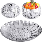Veggie Vegetable Steamer Basket, Folding Steaming Basket, Metal Collapsible Stainless Steel Steamer Basket Insert for Cooking Food, Expandable Fit Various Size Pot(5.9" to 9.8") YLYL