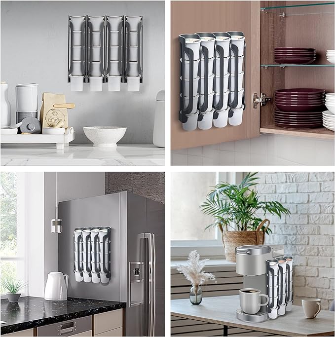 K Cup Holder for Keurig: Coffee Pod Holders for Counter Small Space - Kcup holders for Wall Mount (2, Gray)