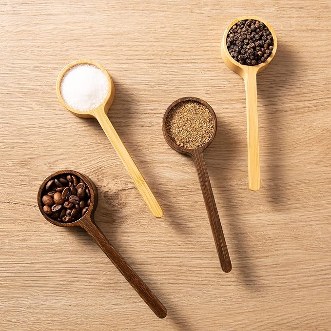 Bamboo Coffee Scoop Long Handle 10g Measuring Scoop for Deep Jars and Containers