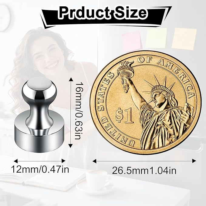 Tiergrade Metallic Magnets, Refrigerator Magnets, 20 Pack Silver Magnetic Push Pins, Strong Fridge Magnets, Multi-use Whiteboard Magnets Perfect for Kitchen Office Classroom