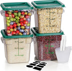 8QT Clear Food Storage Containers: 4 PCS[Food Grade][Hot&Cold Resistant] NSF Food Storage Containers with Lids for Home Restaurant Kitchen Storage Pizza Proof Dough, BPA Free N1