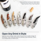 Hicoup Wine Opener - Professional Corkscrews for Wine Bottles w/Foil Cutter and Cap Remover - Manual Wine Key for Servers, Waiters, Bartenders and Home Use - Ebony Wood