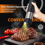 2Pack Electric Salt and Pepper Grinder Set USB Rechargeable with Warm LED Light, Adjustable Coarseness Lidaop Large Capacity Automatic Salt Pepper Mill Shakers for Kitchen, Restaurant, Outdoor, Black
