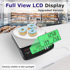 Large Digital Kitchen Scale 40kg/88lb Stainless Steel Price Computing Scale Counting Scale Deli Scale with LCD Display for Baking Bread Cooking Meat Prep Parts and Coins Adapter Included (Black)