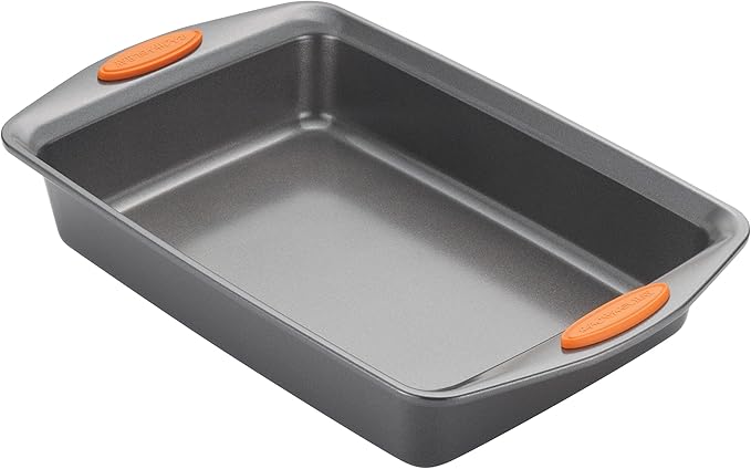 Rachael Ray Bakeware, Nonstick Baking / Cake Pan With Lid and Grips, Rectangle - 9 Inch x 13 Inch, Gray