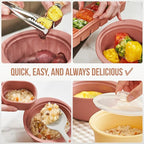 40oz Platinum Silicone Microwave Steamer Pot with Handle & Lid - Korean 100% Food-Grade Steamer Bowl, Heat-Resistant Cooker with Steam Holes, Easy Clean, Dishwasher Safe, Yellow