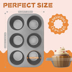 Satax Muffin Pan for Baking, Nonstick Cupcake Tin 6 Cup,sets of 2,Heavy Duty Steel Muffin Pan (Silver, 6-cup)