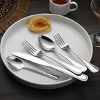 Amazon Basics Silverware Set, Stainless Steel Flatware, Dishwasher Safe, Service for 4, 20-Piece Forks and Spoons, Crown Edge, Everyday Use