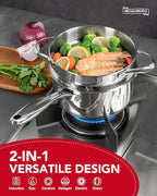 MICHELANGELO Stainless Steel Sauce Pan with Lid, 2.5 Quart Sauce Pan with Steamer Insert, Induction Saucepan, 2.5 Qt Stainless Steel Pot with Lid, Dishwasher & Oven Safe