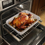 Roasting Pan Heavy Duty Stainless steel Turkey Pans for Oven,Toaster Oven Tray Pans with cooling rack,Hotel Pan, Barbeque Grill Pan,Deep Edge,Mirror treatment, Dishwasher Safe (12.4"x8.5"x2.8")