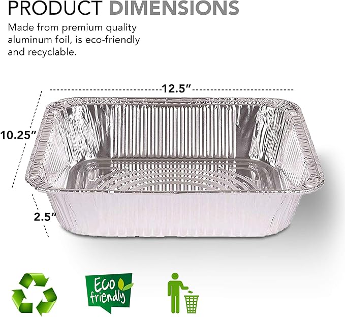 Stock Your Home 9x13 Aluminum Pans (20 Pack) - Disposable & Recyclable Foil Tray- Half Size Steam Table Deep Pans - Tin Foil Pans for Cooking, Heating, Storing, Prepping Food, BBQ, Grilling, Catering