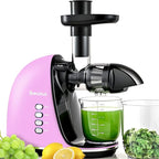 Slow Masticating Juicer,Brecious Cold Press Juicers with 2 Speed Modes & Quiet Motor,Juicers Machines Vegetable and Fruit with Reverse Function,Celery Juicer,BPA-Free,Easy to Clean (Purple）