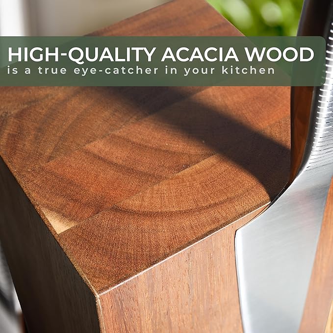 WALDWERK Magnetic Knife Holder Made of Acacia Wood - 360 degree rotatable Knife Block Without Knives - Knife Block - Knife Holder