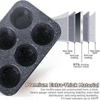 Non-Stick Popover Pans - 6-Cavity High Carbon Steel Tray Mold for Baking, Stainless Steel Jumbo Size for Premium Muffins, Homemade Cupcakes, Breads - Professional Bakery Kitchen Oven (Black)