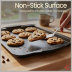 BAKKENMASTER 18-Piece Kitchen Oven Baking Set: Nonstick Gray Marble Coating, Carbon Steel Bakeware, Silicone Handles, Dishwasher Safe, Professional Quality, PFOA-Free