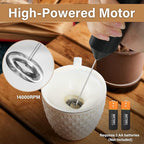 YSSOA Electric Milk Frother Handheld with Stainless Steel Stand Battery Operated Whisk Drink Mixer for Coffee, Frappe, Latte, Matcha, Black (Handheld, Black)