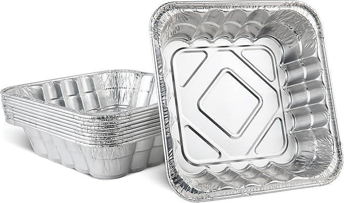 PLASTICPRO Disposable 10'' X 10'' X 3'' Inch Square Aluminum Tin Foil Baking Pans Bakeware - Cookware Perfect for Baking Cakes, Breads, Brownies, Bread, Meatloaf, Lasagna, Pack of 10