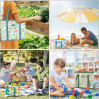 BALEINE 3Pk Reusable Grocery Bags, Foldable Shopping Bags for Groceries with Reinforced Bottom & Handles (Spring Stroll)