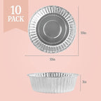 PLASTICPRO 10'' Inch Round Tin Foil Pans Disposable Aluminum, Extra Deep Freezer & Oven Safe - For Baking, Cooking, Storage, Roasting, & Reheating, Pack of 10