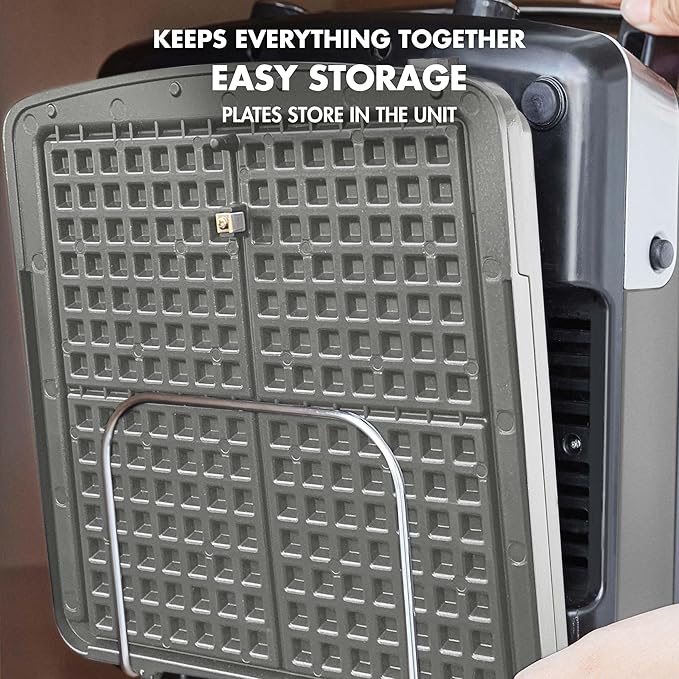 GreenPan Elite 4-Square Belgian & Classic Waffle Maker,Healthy Ceramic Nonstick Dishwasher Safe Plate, Adjustable Shade/Crunch Control, Wont Overflow, Easy Clean, Breakfast,PFAS-Free,Graphite