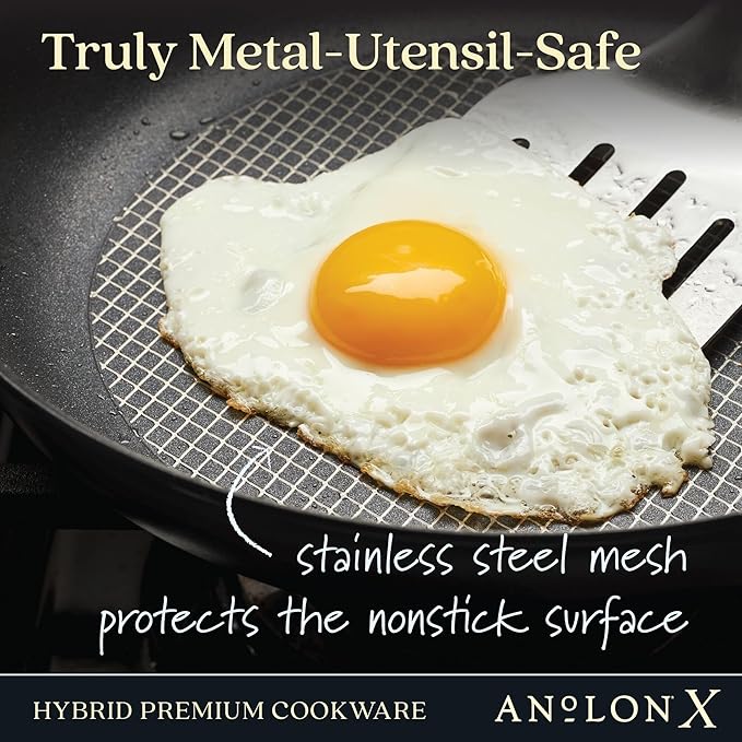 Anolon X Hybrid Nonstick Cookware Induction / Pots and Pans Set, 10 Piece - Dark Gray