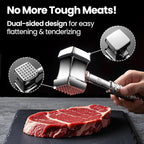 Stainless Steel Meat Tenderizer Tool, Premium Meat Mallet with Non-Slip Grip, Dual-sided Kitchen Mallet Ideal for Tenderizing Steak, Poultry & Chicken Cutlet, Dishwasher Safe with Lifetime Replacement