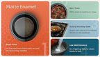 KooK Moroccan Tagine, Enameled Cast Iron Cooking Pot, Tajine with Ceramic Cone-Shaped Closed Lid, 3.3 QT, (Stone Blue)