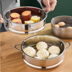 BinaryABC Stainless Steel Dumpling Steamer Basket for Pot,24cm Steamer Insert for Food Veggie Rice Noodle Roll (9.44INCH)
