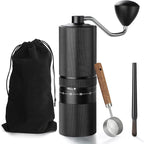 Manual Coffee Grinder with Stainless Steel Burr, Hand Coffee Grinder External Adjustable Grind Setting for Espresso, French Press (Black)