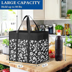 WISELIFE Reusable Grocery Shopping Bags 10 Pack Large Foldable Tote Bags Bulk, Eco Produce Bags with Long Handle for Shopping Groceries Clothes (Plaid D)