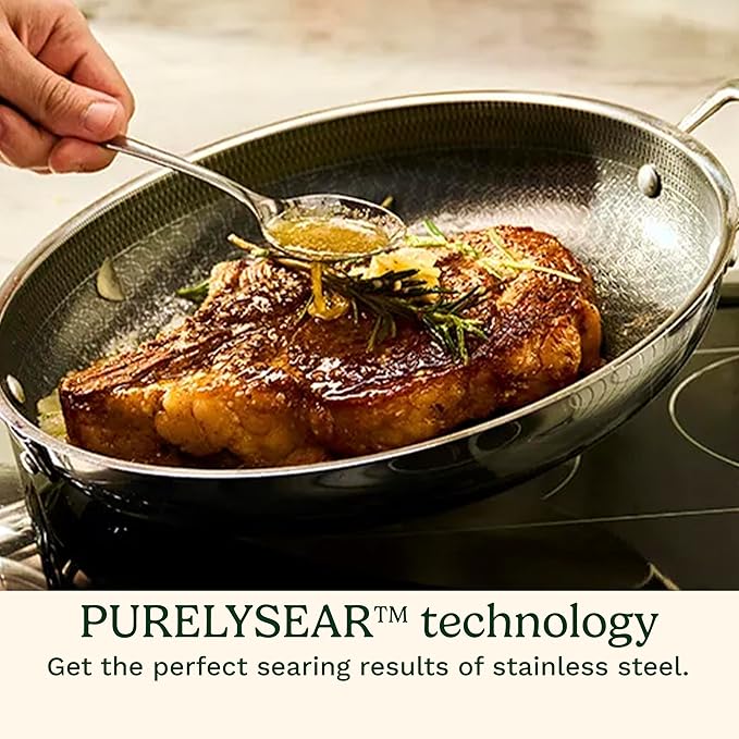 Cuisinart FusionPlus Hybrid Nonstick Stainless Steel Cookware, 5-Quart Sauté Pan with Cover and Helper, PFAS-Free PURELYSEAR Ceramic Technology, Scratch Proof, Cool Grip Handles, Dishwasher Safe