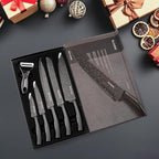 Knife Set, 6 Pieces Kitchen Knives Set with Anti-Rust Coating & Ergonomic Handles, Lightweight, Dishwasher Safe stainless steel Knife, Gift for Kitchen Enthusiasts, Family Chef(Bend)