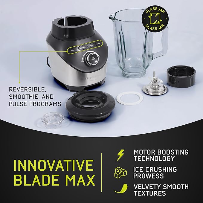Universal 1500 Peak Watt Turbo Elite Max Blender, 71oz - 9-cup / 2.1 Liter Glass Pitcher, 3 Speed Settings with Powerful 6 Stainless Steel Blades, Premium Blender for Smoothies, Domestic Use