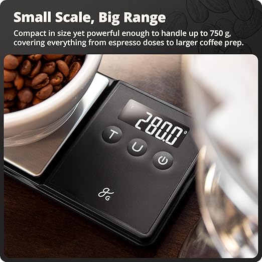 Greater Goods Digital Espresso and Coffee Scale - 750 x 0.1g, Mini Scale with 6 Units of Measurement