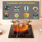 Dual Heating Coil Design of Single Burner Electric Cooktop, 1800W Ceramic Infrared Cooking Hot Plate, Portable Countertop or Built-in Radiant Stove Top Cooker with Wattage and Temperature Control
