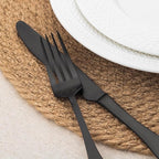 Alata Kate Black Satin 40-Piece Silverware Set, Service for 8, Stainless Steel Flatware Set, Matte Polished Cutlery Set, Dishwasher Safe