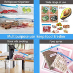 Sous Vide Bags 31 Pcs (24 Pcs Vacuum Zipper Bags & 2 Seal Clips & 5 Air Valves), Reusable BPA Free Vacuum Sealer Bags (13 * 10 in) Vacuum Food Storage Bags for Cooking/Food Storage/Microwave Heating