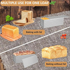 SS&CC Pullman Loaf Pan with Lid 13x4 | 2.2lb Carbon Steel Bread Pan for Homemade Sourdough & Sandwich Bread | Nonstick Bakeware, Heavy Duty & Easy Clean (Silver, 2.2lb (1-Pack))